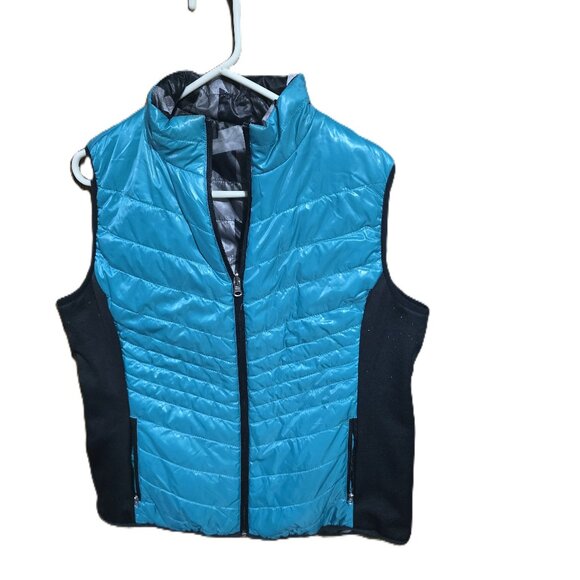 Xersion Puffer Vest Reversible Blue Gray Silver Size Large EUC - Picture 3 of 4